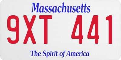 MA license plate 9XT441