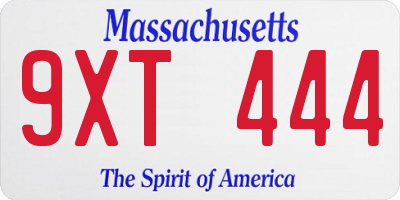 MA license plate 9XT444
