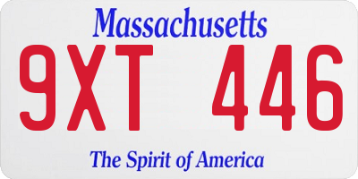 MA license plate 9XT446