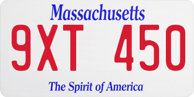 MA license plate 9XT450