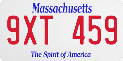 MA license plate 9XT459