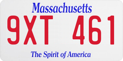 MA license plate 9XT461