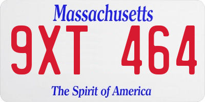 MA license plate 9XT464
