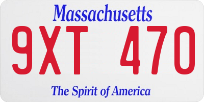 MA license plate 9XT470