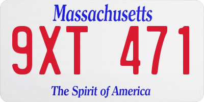 MA license plate 9XT471
