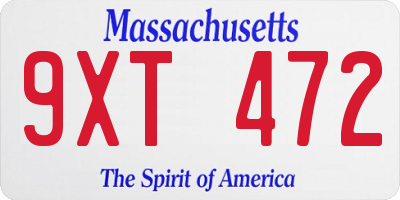 MA license plate 9XT472
