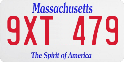 MA license plate 9XT479