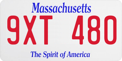 MA license plate 9XT480