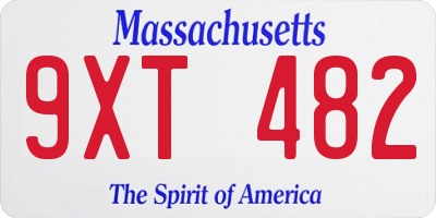 MA license plate 9XT482