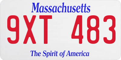 MA license plate 9XT483