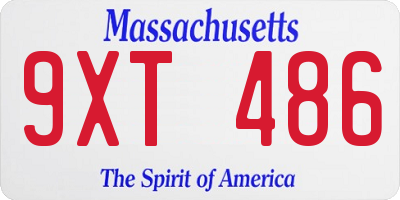MA license plate 9XT486