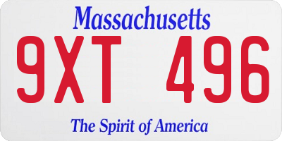 MA license plate 9XT496