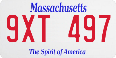 MA license plate 9XT497