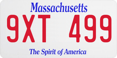 MA license plate 9XT499