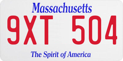 MA license plate 9XT504