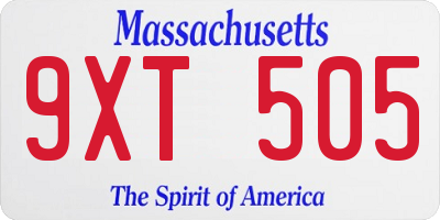 MA license plate 9XT505