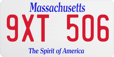 MA license plate 9XT506