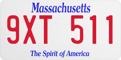MA license plate 9XT511
