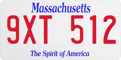 MA license plate 9XT512