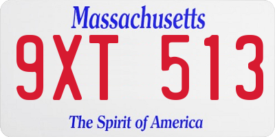 MA license plate 9XT513