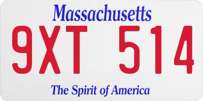 MA license plate 9XT514