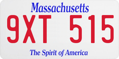 MA license plate 9XT515