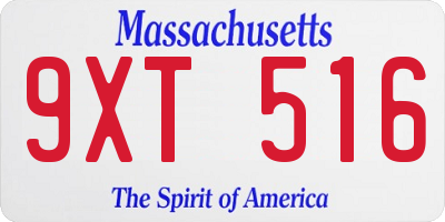 MA license plate 9XT516