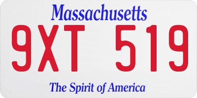 MA license plate 9XT519