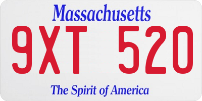 MA license plate 9XT520