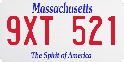 MA license plate 9XT521