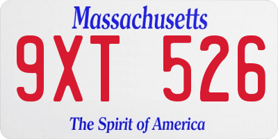 MA license plate 9XT526