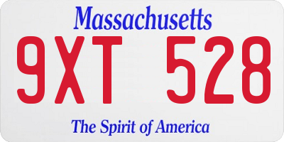 MA license plate 9XT528