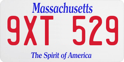 MA license plate 9XT529