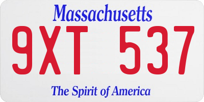 MA license plate 9XT537
