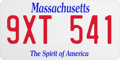 MA license plate 9XT541