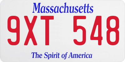 MA license plate 9XT548