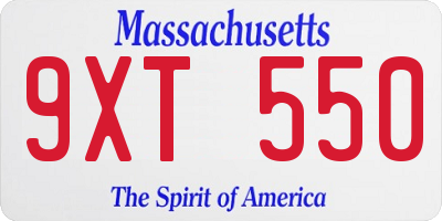 MA license plate 9XT550