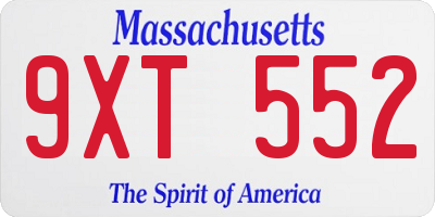 MA license plate 9XT552