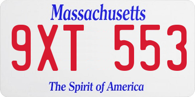 MA license plate 9XT553