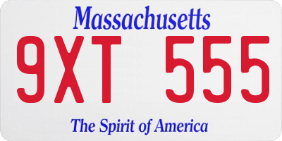 MA license plate 9XT555