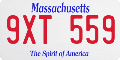 MA license plate 9XT559