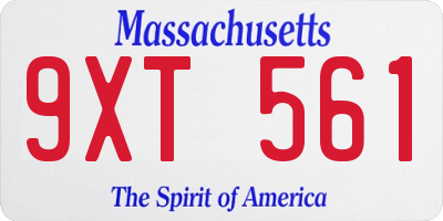 MA license plate 9XT561