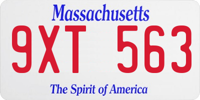 MA license plate 9XT563