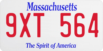 MA license plate 9XT564