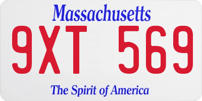 MA license plate 9XT569