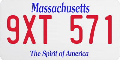 MA license plate 9XT571