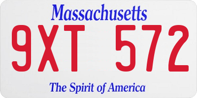 MA license plate 9XT572