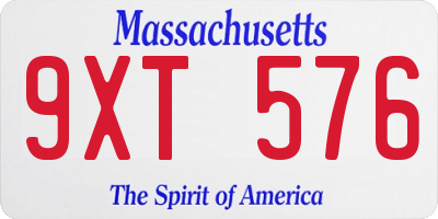 MA license plate 9XT576