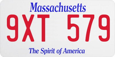 MA license plate 9XT579
