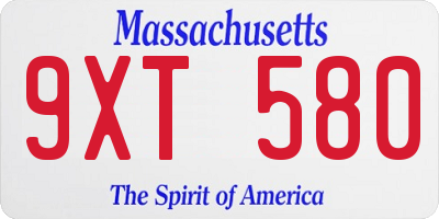 MA license plate 9XT580